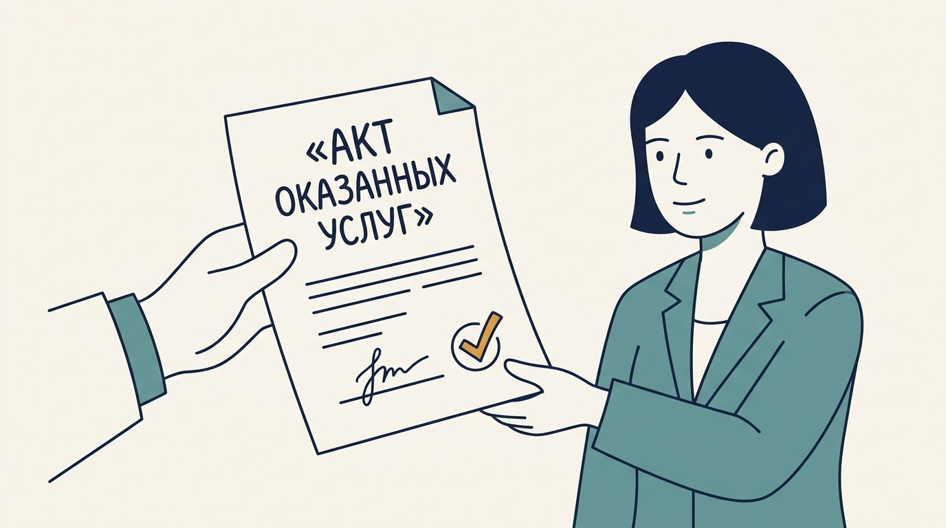 Передача подписанного акта оказанных услуг с отметкой о приёмке