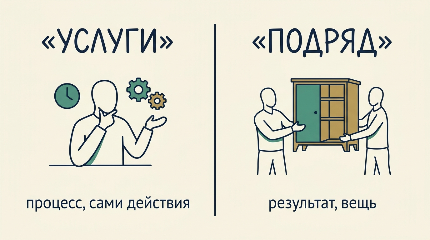 Сравнение договора возмездного оказания услуг и договора подряда