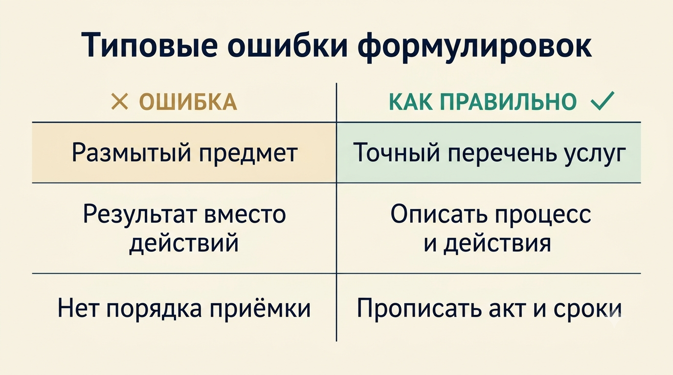 Типовые ошибки формулировок договора и как их исправить