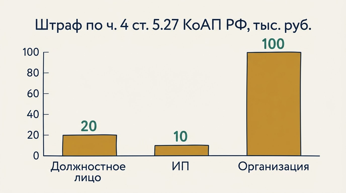 Столбчатая диаграмма верхних границ штрафа по части 4 статьи 5.27 КоАП РФ